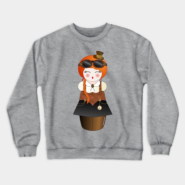 Kokeshi Steampunk Crewneck Sweatshirt by Pendientera